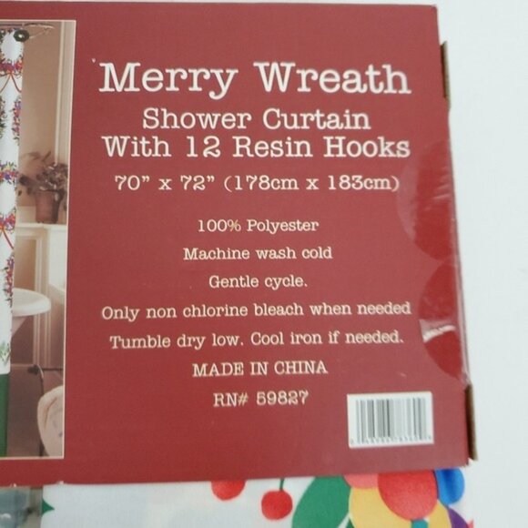 Merry Wreath Shower Curtain & Hook Set - Picture 7 of 7